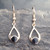 9ct gold wishbone drop earrings with round Whitby Jet stone