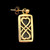 Large 9ct gold drop earrings with oblong shiny black gemstones and heart detailing