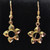 Whitby Jet and 9ct Yellow Gold Petal Drop Earrings 054GP