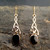 Hand crafted large Celtic Whitby Jet 9ct gold drop earrings with oval stone