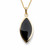 Large Whitby Jet 9ct gold marquise cut pendant on 18" chain