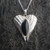 Large sterling silver angel wings pendant with a marquise Whitby Jet stone