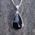 Hand crafted Medium Whitby Jet and sterling silver peardrop pendant necklace 