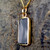 Luxury rectangular Whitby Jet and 9ct gold pendant