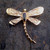 Handmade Whitby Jet 9ct gold dragonfly pin brooch