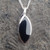 Large sterling silver pendant with marquise Whitby Jet stone