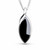 Large sterling silver pendant necklace with marquise Whitby Jet stone