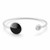 Hand crafted sterling silver open bangle with round Whitby Jet black stone and sparkling cubic zirconia