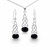 Traditional Celtic sterling silver Whitby Jet matching necklace and earrings set