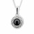 Whitby Jet sterling silver round frill and bead cabochon pendant necklace