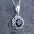 925 silver beaded circular necklace with black Whitby Jet cabochon
