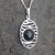 Contemporary 925 sterling silver oval Whitby Jet cabochon pendant