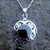 Traditional Whitby Jet and 925 silver antique style scroll pendant