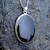 Large oval rope edge Whitby Jet and sterling silver pendant