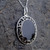Whitby Jet 925 silver framed large oval necklace
