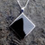 Large contemporary Whitby Jet and sterling silver square pendant