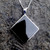 Large contemporary Whitby Jet and sterling silver square pendant
