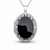 Extra large 925 sterling silver fancy locket with oval Whitby Jet stone