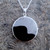 Large round sterling silver and Whitby Jet black locket pendant
