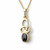 Small 9ct gold Celtic loop pendant with oval Whitby Jet stone