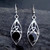 Large Celtic Trinity Knot marquise sterling silver and Whitby Jet drop earrings