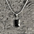 Hand crafted sterling silver Whitby Jet rectangular pendant necklace