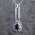 Long straight Celtic sterling silver and Whitby Jet pendant with fixed bail