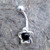 Contemporary sterling silver stainless steel Whitby Jet open flower belly bar