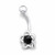 Contemporary sterling silver stainless steel Whitby Jet open flower belly bar