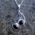 Sterling silver two stone Whitby Jet flow pendant inspired by water