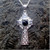 Medium sterling silver Celtic cross pendant with round Whitby Jet cabochon