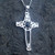 Sterling silver and Whitby Jet Celtic cross cabochon pendant on 18 inch curb chain