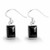 Hand carved rectangular Whitby Jet and 925 sterling silver drop earrings