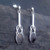 Long slim Celtic sterling silver and Whitby Jet drop earrings with stud fastenings
