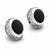 Round domed filigree sterling silver and Whitby Jet stud earrings