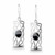 Large rectangular Celtic sterling silver and Whitby Jet drop earrings with round stone