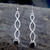 Long Celtic twisted spiral sterling silver drop earrings with hand carved round Whitby Jet