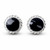 Large round sterling silver and Whitby Jet rope edge stud earrings