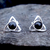 Sterling silver Celtic trinity knot stud earrings with round Whitby Jet cabochons