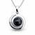 Hand crafted sterling silver Whitby Jet round spiral cabochon necklace