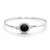 Sterling silver bangle with round Whitby Jet black stone within a frame of sparkling cubic zirconia