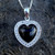 Whitby Jet heart pendant with sparkly cubic zirconia edge on sterling silver chain