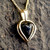 Hand crafted 9ct gold carved Whitby Jet open heart necklace