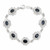 Hand crafted sterling silver fancy scroll edge Whitby Jet multi stone bracelet