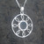 Large contemporary circular sterling silver pendant with round Whitby Jet stone