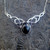 Large Celtic sterling silver and Whitby Jet oval cabochon extendable necklace