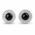 Sparkling circular Whitby Jet sterling silver CZ ear studs