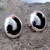 Large hand crafted oval Whitby Jet sterling silver cushion edge stud earrings
