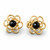 Hand crafted large Whitby Jet 9ct gold flower stud earrings with scroll backs