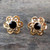Hand crafted large Whitby Jet 9ct gold floral ear studs